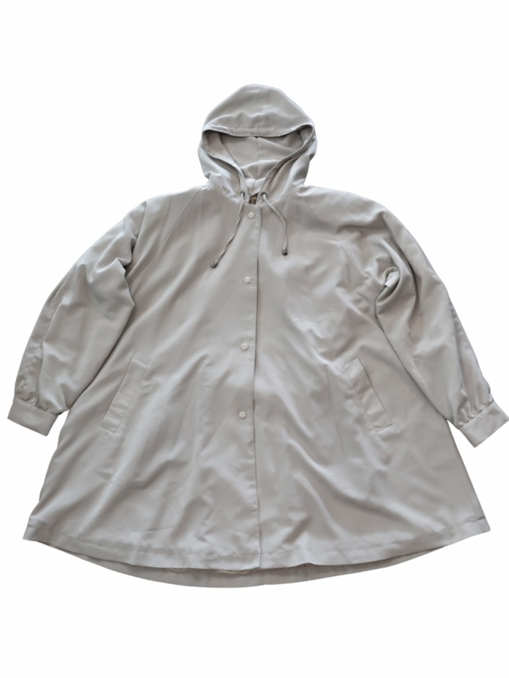 Mulberry Street Womens Large Hooded Swing Raincoat Beige A Line Oversized Coat